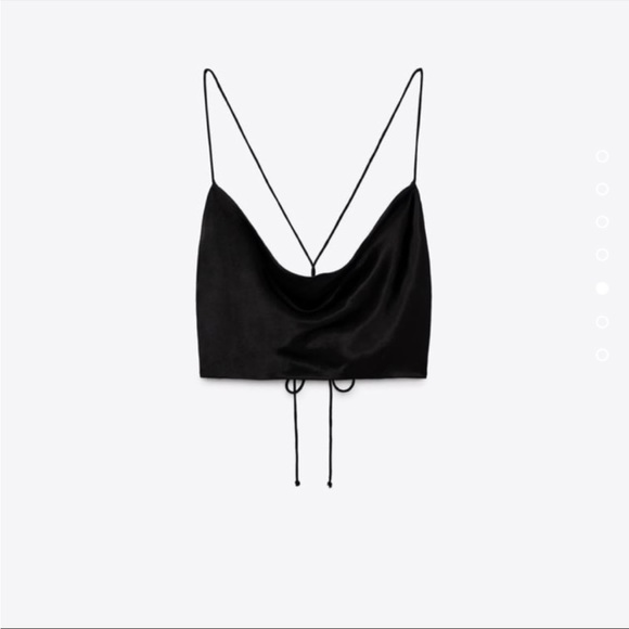 Zara Tops Zara Satin Effect Strappy Crop Top Poshmark